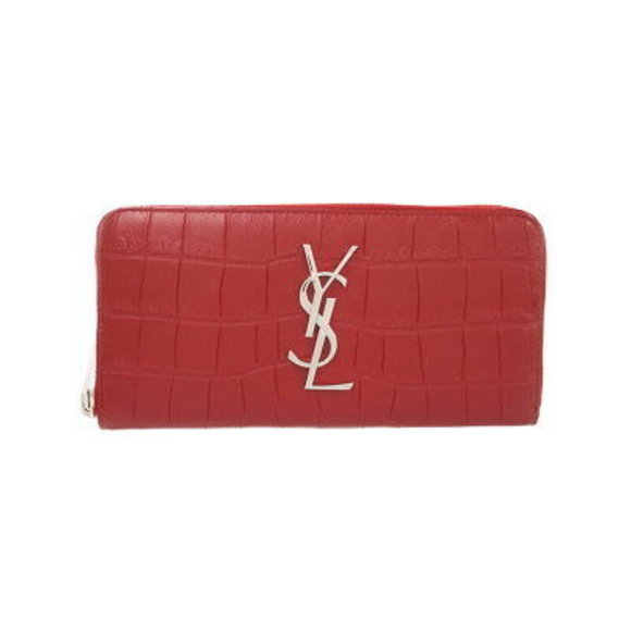 SAINT LAURENT PARIS Monogram Crocodile Full Zip Wallet - Picture 1 of 5